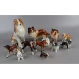 Collection of ceramic cats, dogs and horses