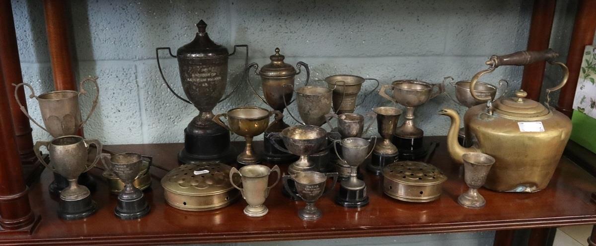 Collection of silver plate trophies