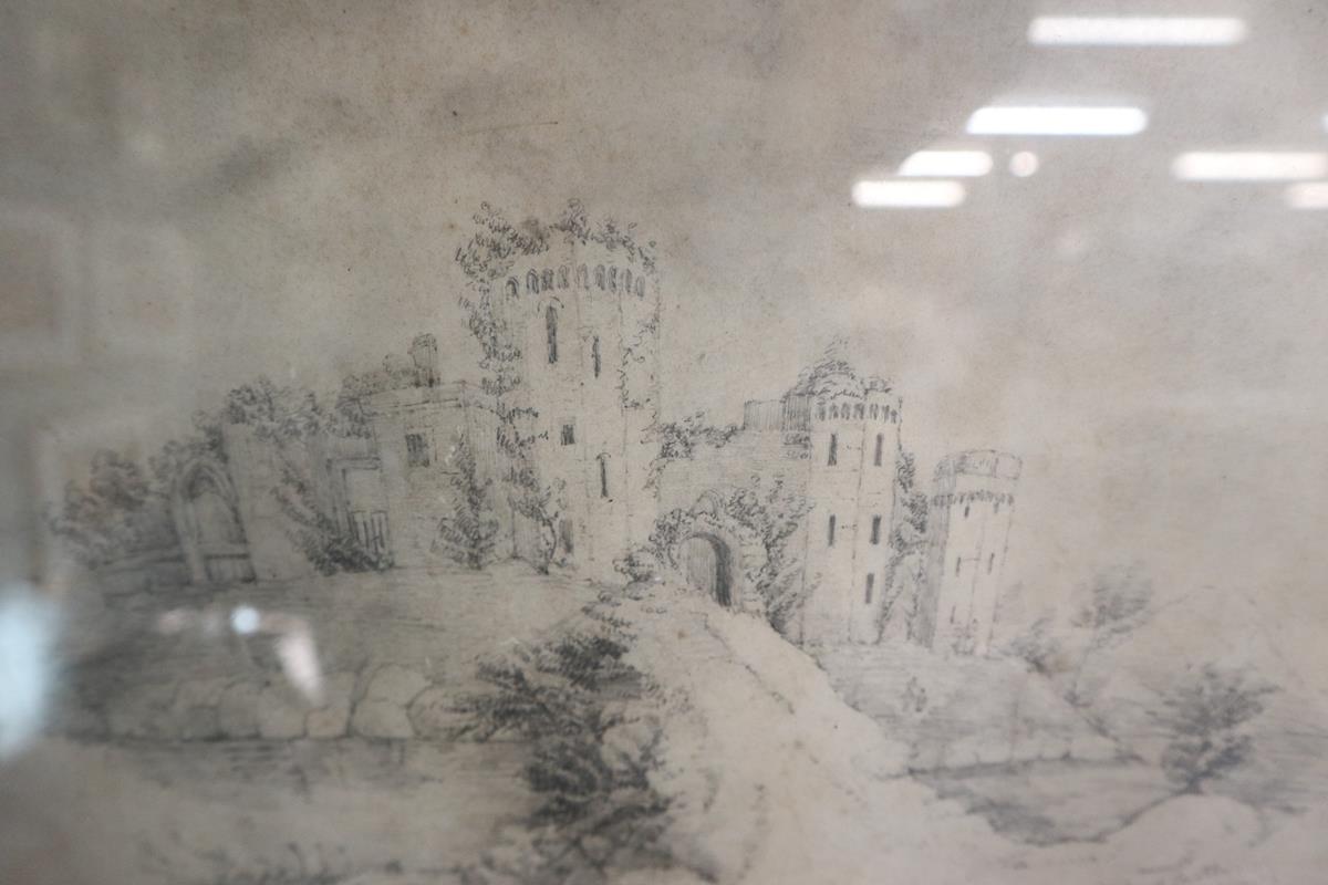 Early Victorian sketch of Raglan Castle signed M E Roberts 1853 - Image 2 of 4