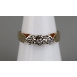 Gold 3 stone diamond ring - Approx size M