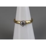 18ct gold diamond solitaire ring - Approx size L