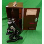 Cased microscope with accessories - W Watson and sons