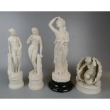 Four plaster statues - Approx. H of tallest: 42cm