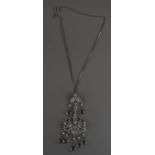 18ct gold aquamarine, diamond & pearl pendant on 14ct white gold chain