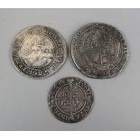 Henry VIII hammered groat, Charles I half crown and Edward VI shilling