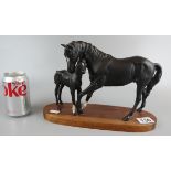 Black Beauty & foal figurine, possibly Beswick