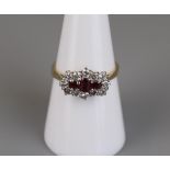 18ct gold baguette ruby & diamond ring - Approx size N½