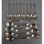 Collection of hallmarked silver spoons and white metal spoons