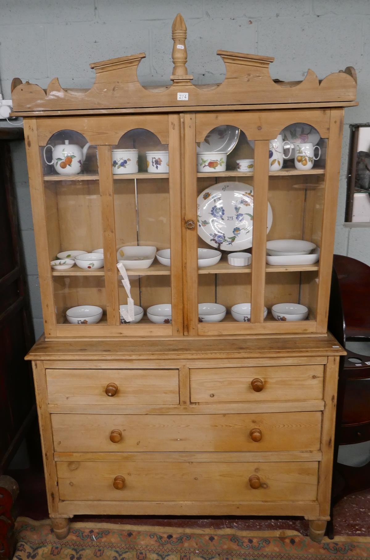 Antique pine dresser - Approx. W: 130cm D: 47cm H: 220cm
