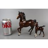 2 Beswick horses - Mother & foal