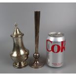 Hallmarked silver powder shaker and hallmarked silver posy vase