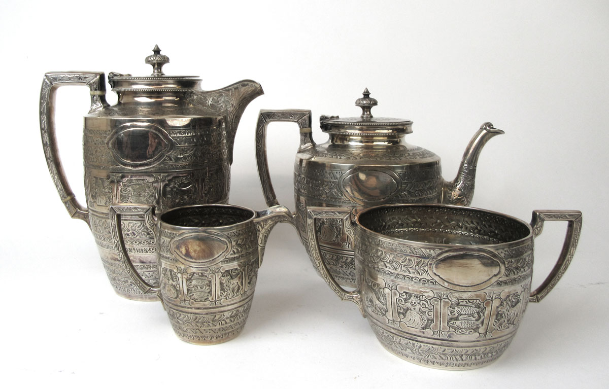 An early 20th century silver plated four piece tea set by James Deakin & Sons,