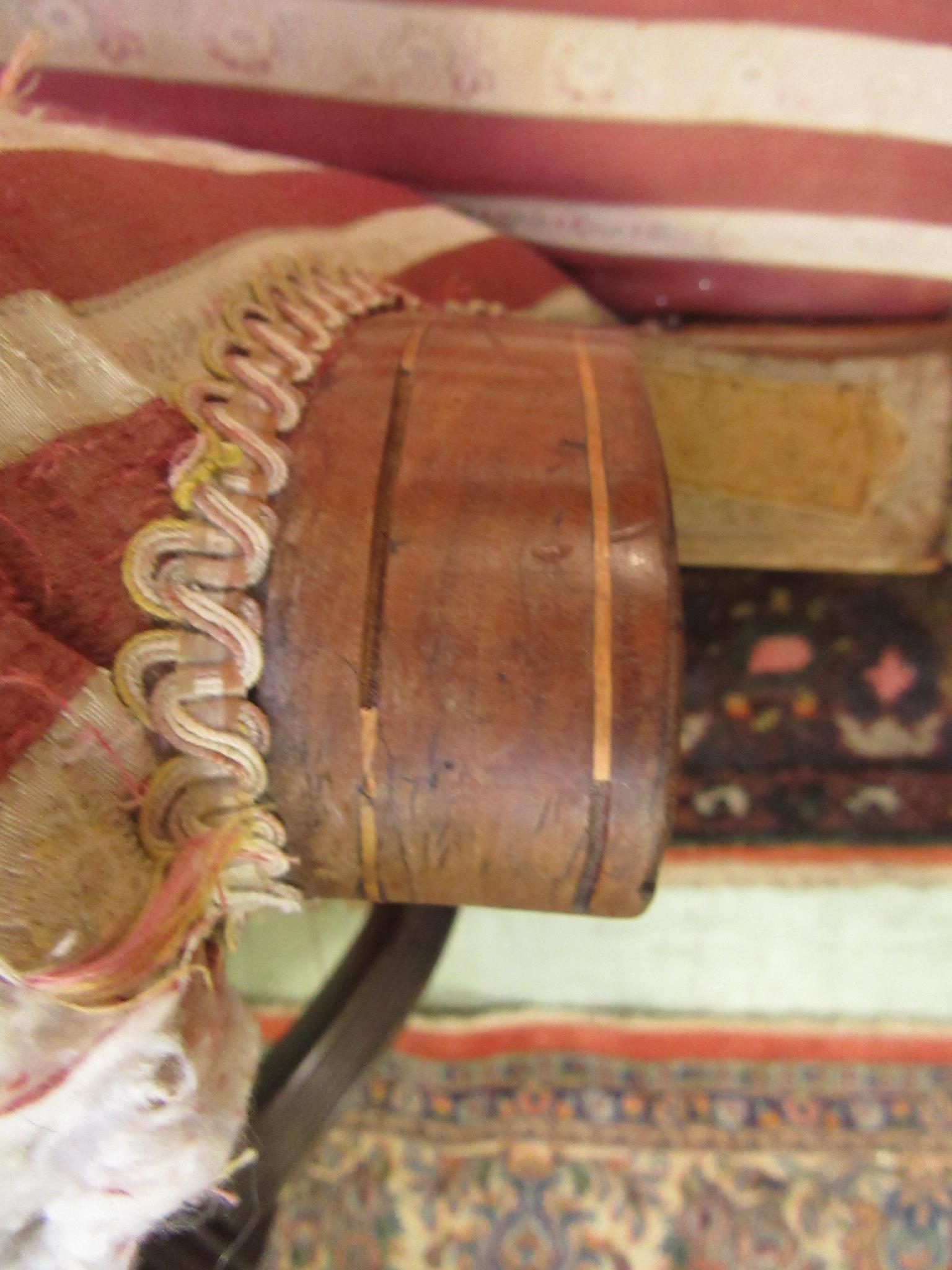 An Edwardian walnut, amboyna, boxwood strung and marquetry settee, - Image 7 of 9