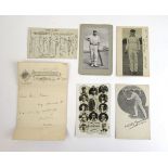 A collection of early 20th century cricket related postcards and one letter to include one postcard