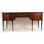 A late 18th century and later mahogany, marquetry,