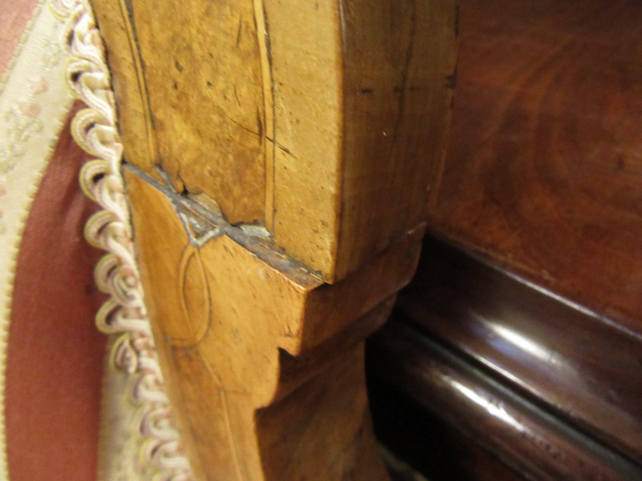 An Edwardian walnut, amboyna, boxwood strung and marquetry settee, - Image 4 of 9