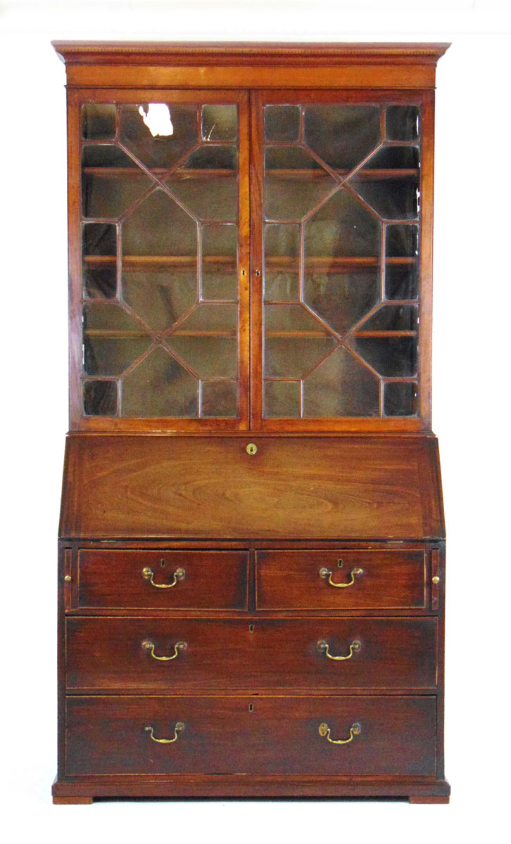 A George III mahogany bureau bookcase, - Image 2 of 3