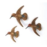 A set of three Beswick Hummingbird plaques A/F CONDITION REPORT: Damage to beak and