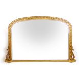 A 19th century giltwood over mantle mirror,