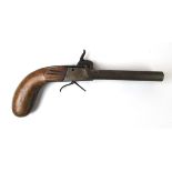 A 19th century side by side double barrelled percussion pistol, l.