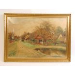 Henry John Sylvester Stannard RBA FRSA (1870-1951), a rural village, signed, watercolour,