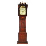 A 19th century oak, mahogany and marquetry long case clock,