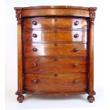 A 19th century mahogany bow front chest of six graduated drawers,