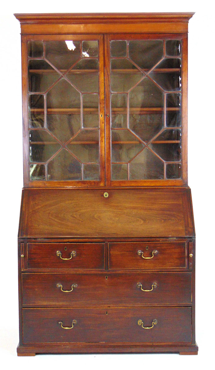 A George III mahogany bureau bookcase,