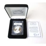 An 'Early Issue' 2020 proof American Silver Eagle Dollar with box and COA