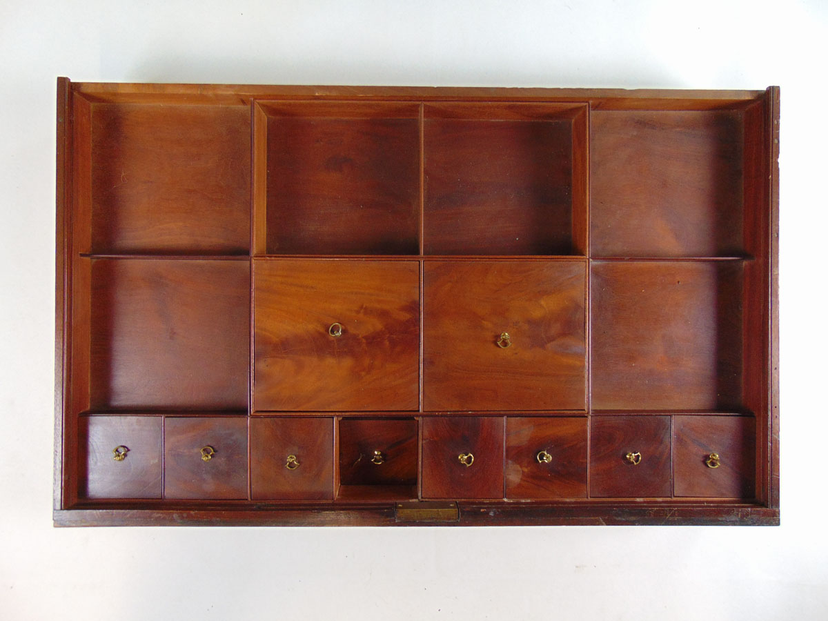 A George III mahogany dressing chest of four long drawers on ogee bracket feet, - Image 3 of 5