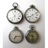 A collection of four pocket watches to include a silver cased J.