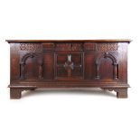 A mid 17th century oak coffer,