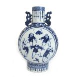 A 19th century Chinese blue and white moon flask,