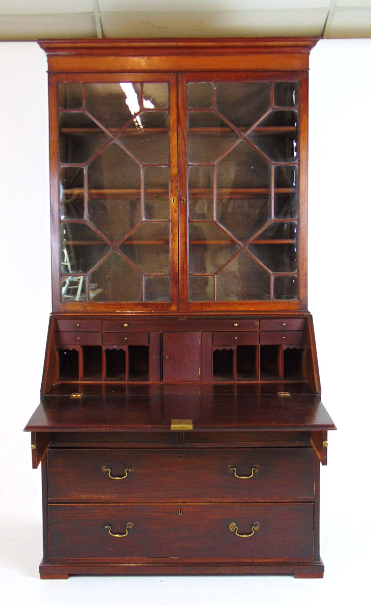 A George III mahogany bureau bookcase, - Image 3 of 3