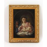 18th/19th Century School, Madonna and child, within an oval black ground, unsigned, oil on canvas,