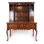 A reproduction 18th century style oak and mahogany crossbanded dresser,