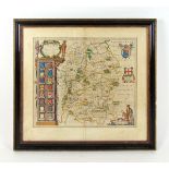 After Joannes Blaeu, a map of 'Wiltonia' (Wiltshire), coloured engraving,