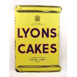 An early 20th century Lyons Cake double sided enamel sign 'J.Lyons & Co. Ltd Cadby Hall London W.