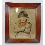 19th century continental school study of Napoleon Bonaparte needlework 34 cm x 40 cm