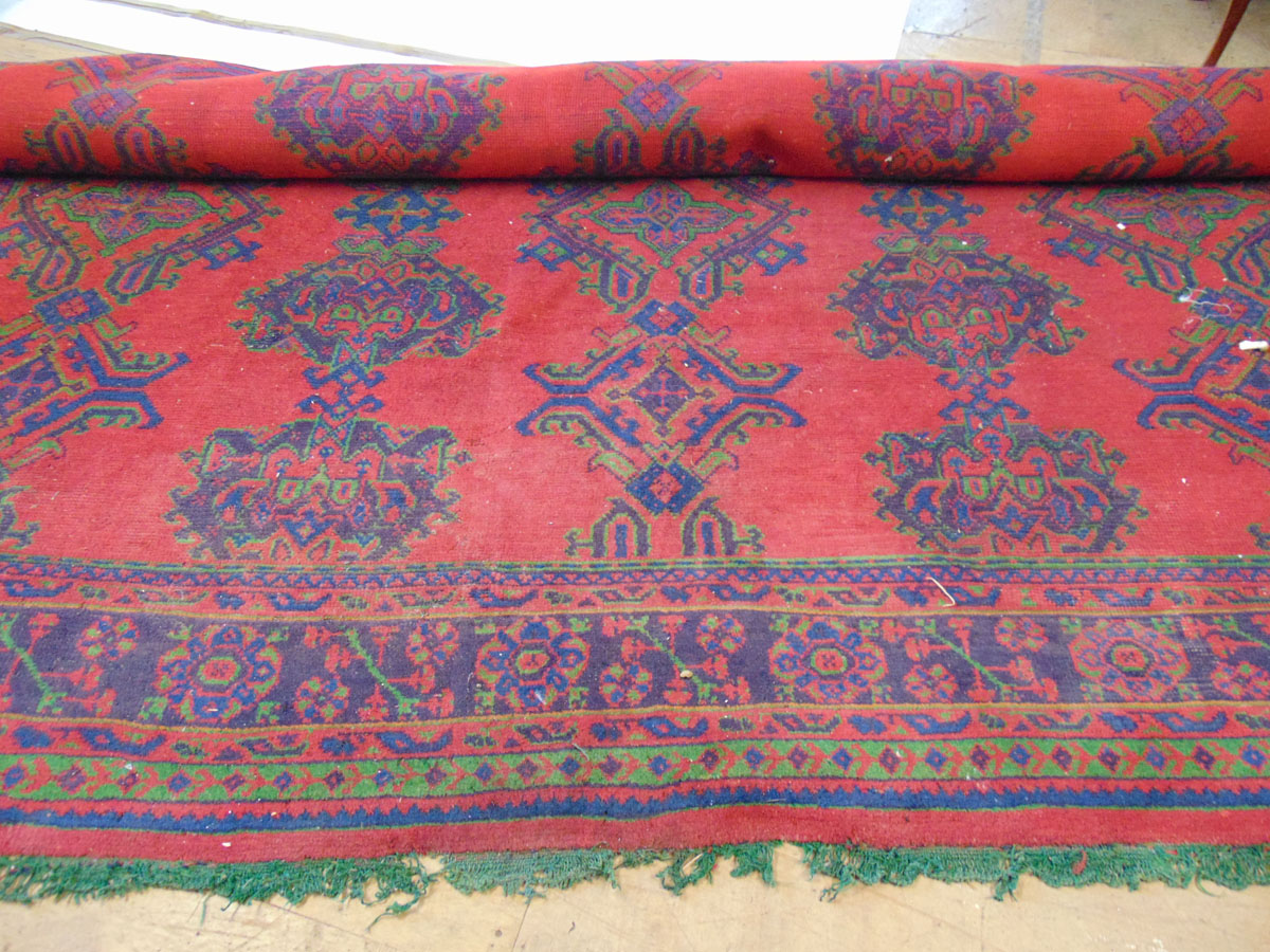 A large handwoven Turkish rug,