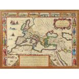 After John Speed (1552-1629), 'A New Mappe of the Romane Empire', coloured engraving,