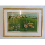 Kenneth Rowntree (1915-1997) tractor lithograph produced by School Prints Ltd.