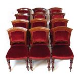 A set of six Edwardian mahogany dining chairs along with six replica chairs upholstered in a cut