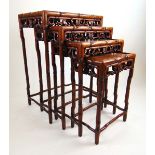 A late 19th/ early 20th century Chinese padouk quartetto nest of tables,