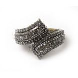 A 9ct gold and diamond crossover ring,