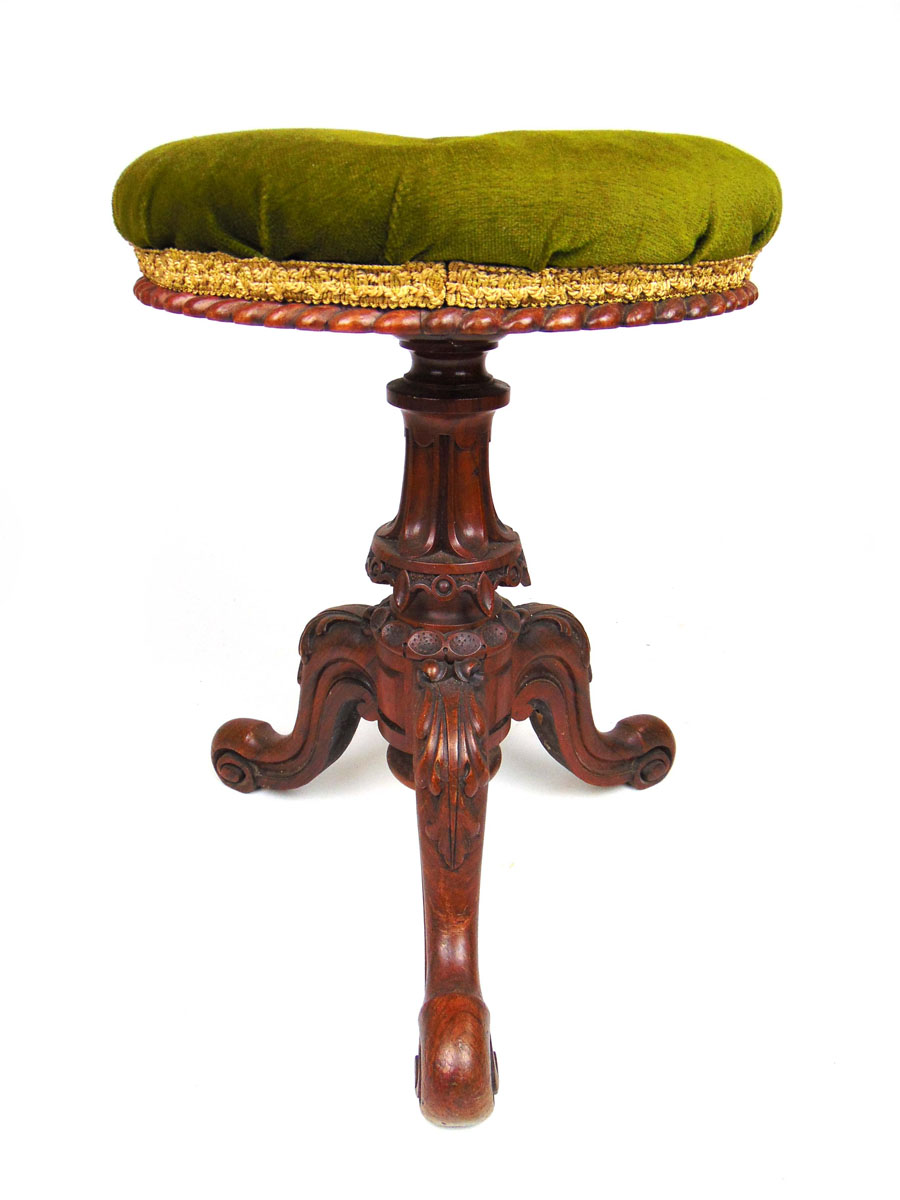 A late Victorian walnut adjustable stool, - Image 2 of 2