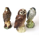 A Beswick a Tawny Owl whisky bottle together with a Buzzard and Merlin CONDITION REPORT: