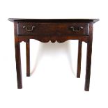 An 18th century and later oak side table,