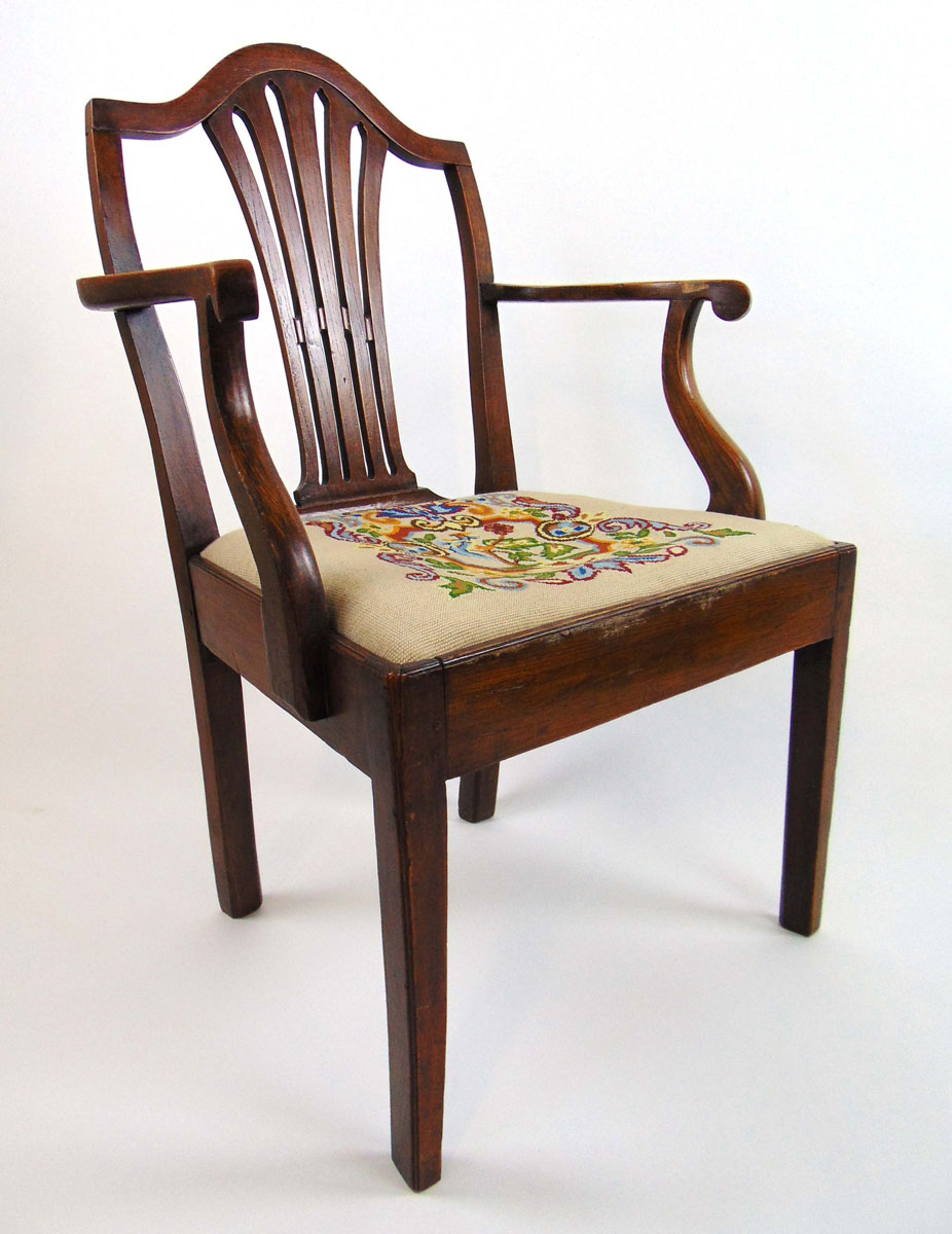 An 18th century elm open arm chair, - Image 2 of 2