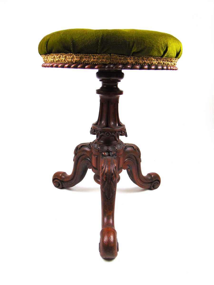 A late Victorian walnut adjustable stool,